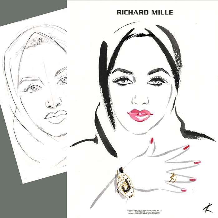 Beautiful woman fashion sketch