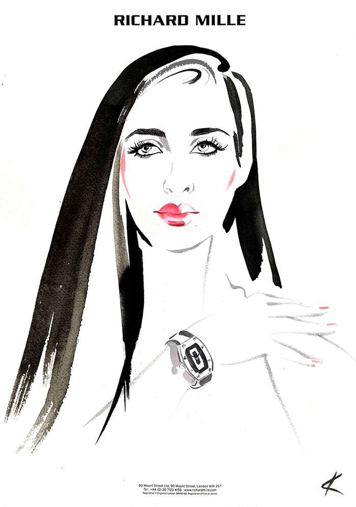 Line drawing of a beautiful lady