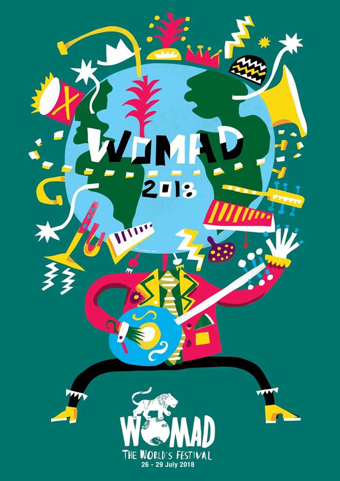 Vibrant illustration of man playing guitar