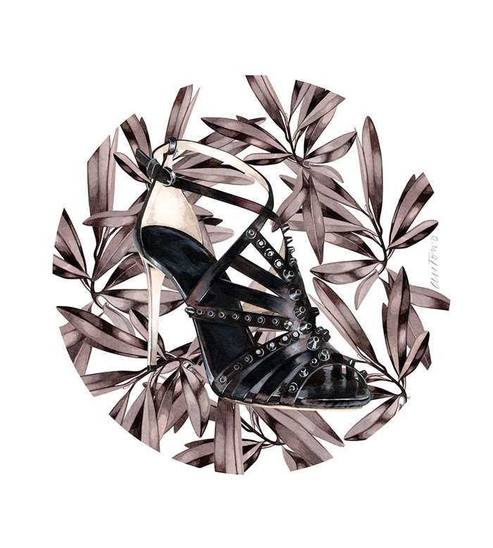Watercolour painting of fashion shoe