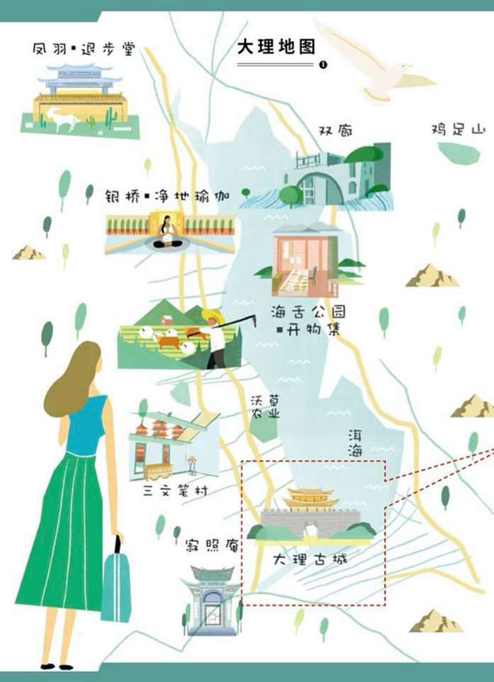 The City of Dali Map Illustration
