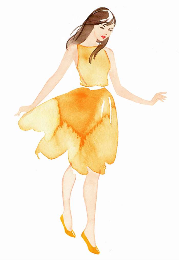 Watercolour drawing of a beautiful lady