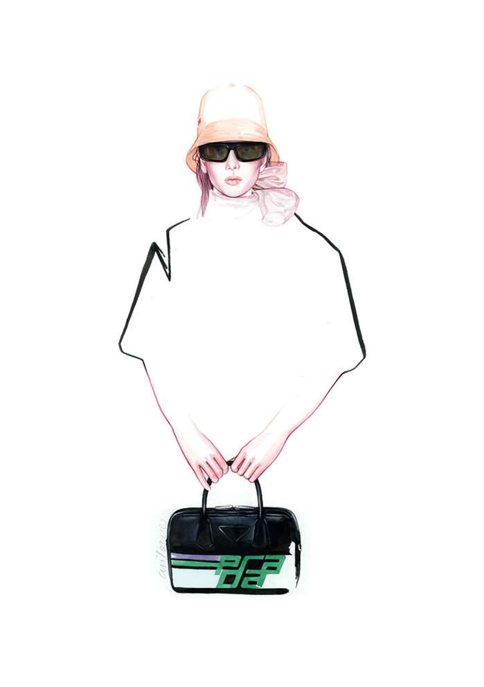 Fashion lady holding prada bag