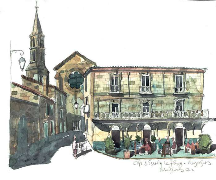Watercolour Painting For Aimargues