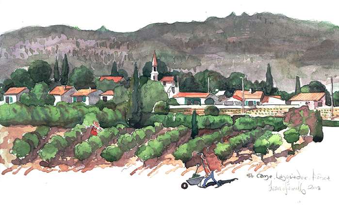 Watercolour Painting Of Saint Come et Maruejols