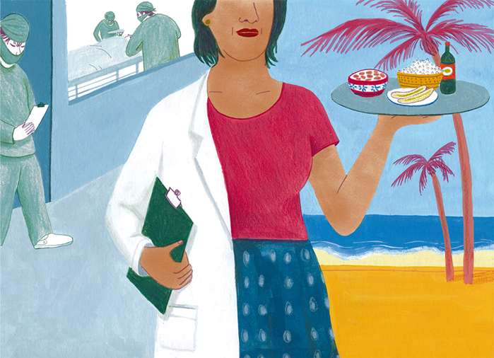Waitress Serving Food Illustration For Citrus Magazine