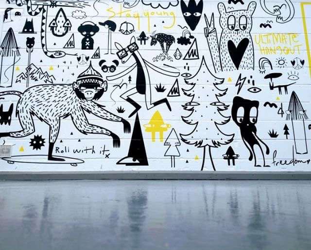 mural of climbing creatures