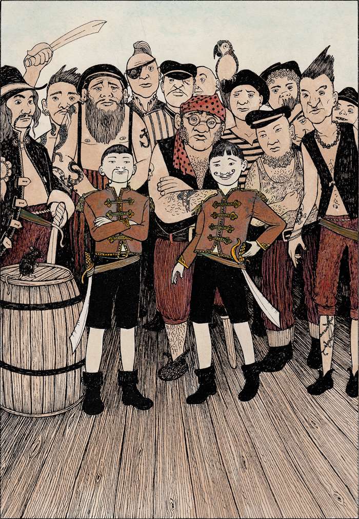 Drawing of Pirates character together