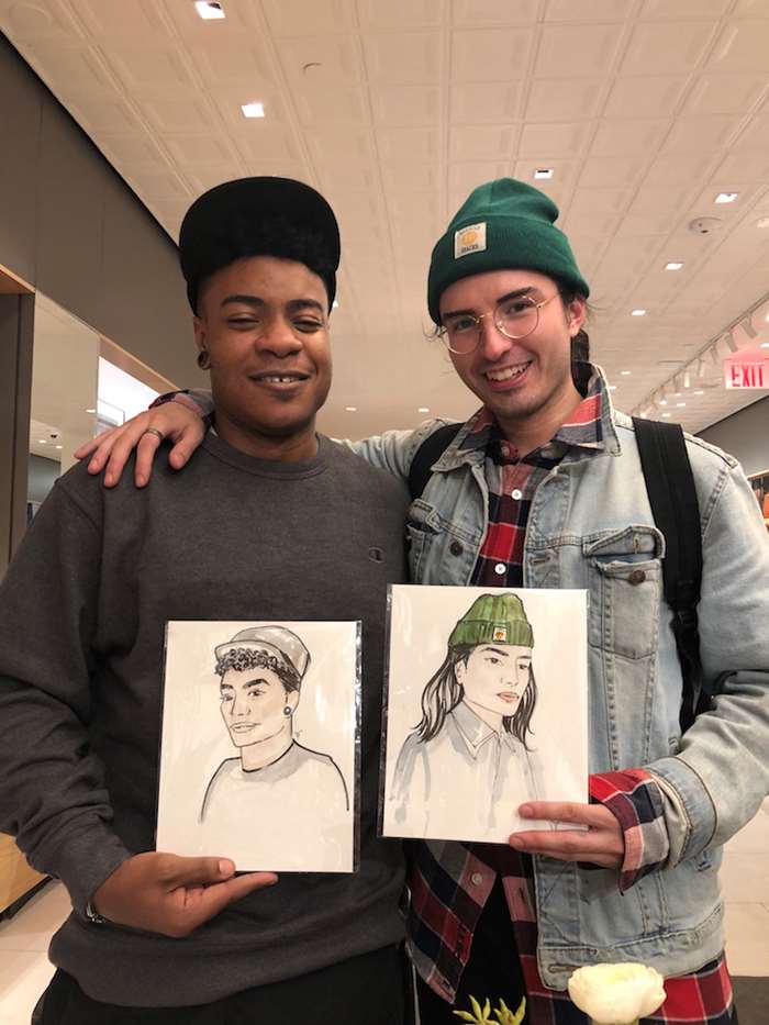 Colored Painting of two different boys in Live Event
