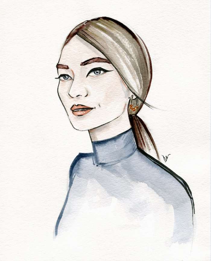 Painting of Woman wearing blue dress