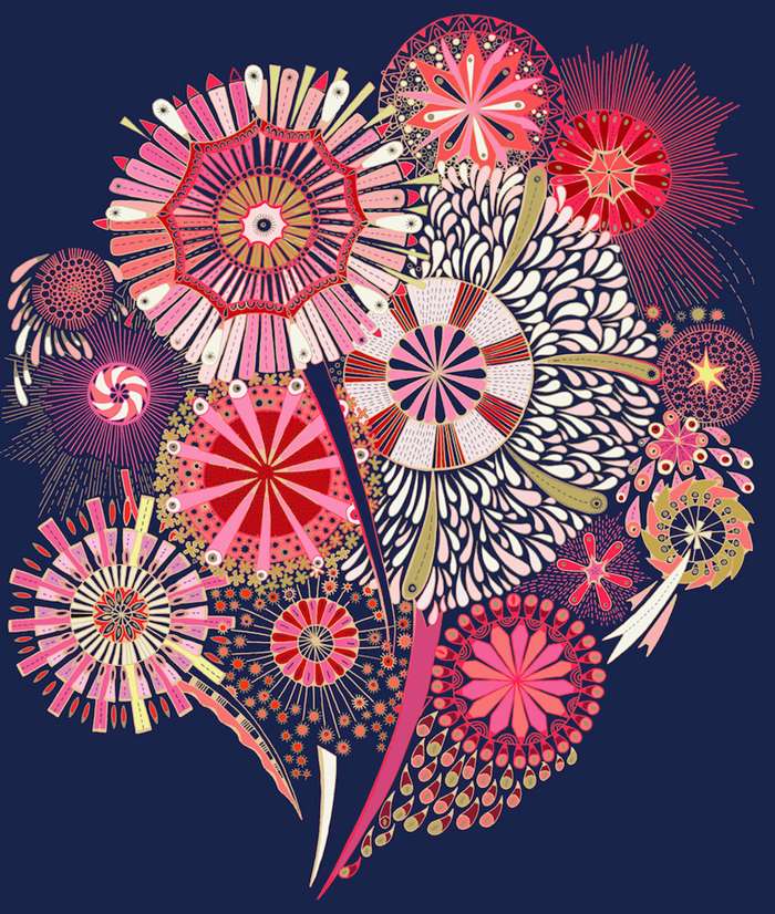 illustration of Diwali with Colorful fireworks