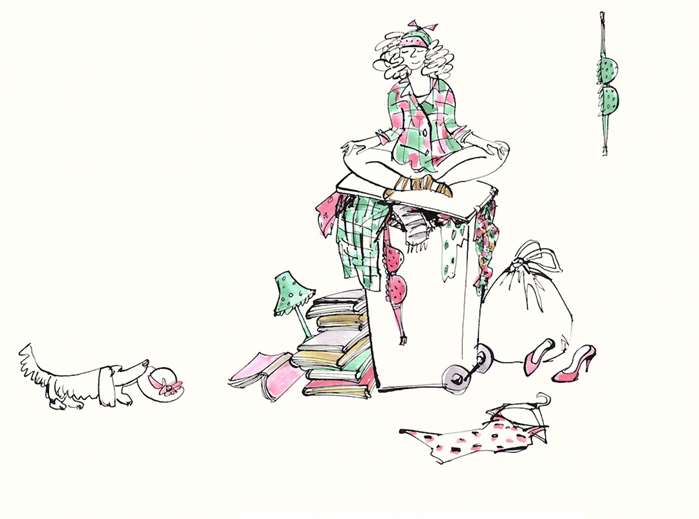 hand drawing of lady declutter