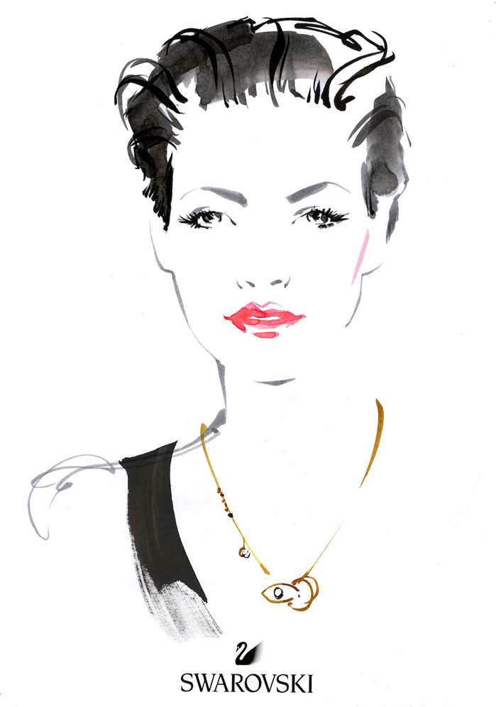 Woman Wearing Swarovski Pendant