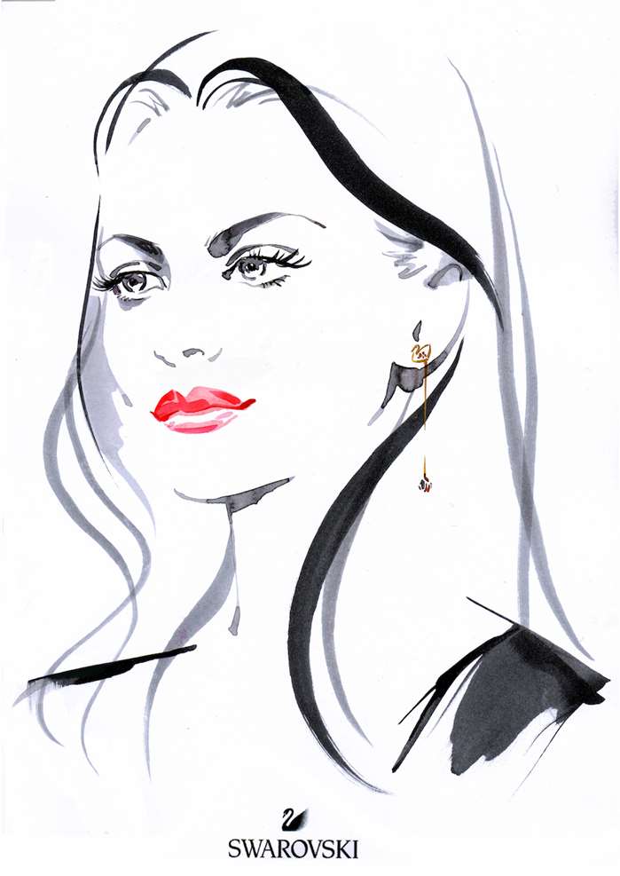 Fashion Model Wearing Swarovski Earrings