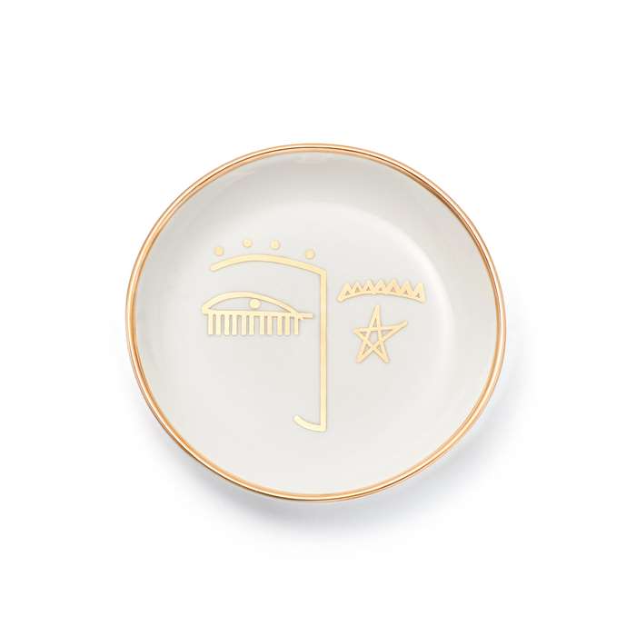 illustrated trinket tray for gold jewellery