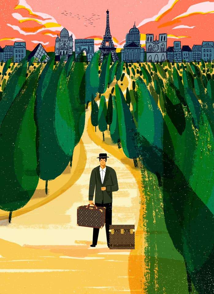 Man with handbag illustration