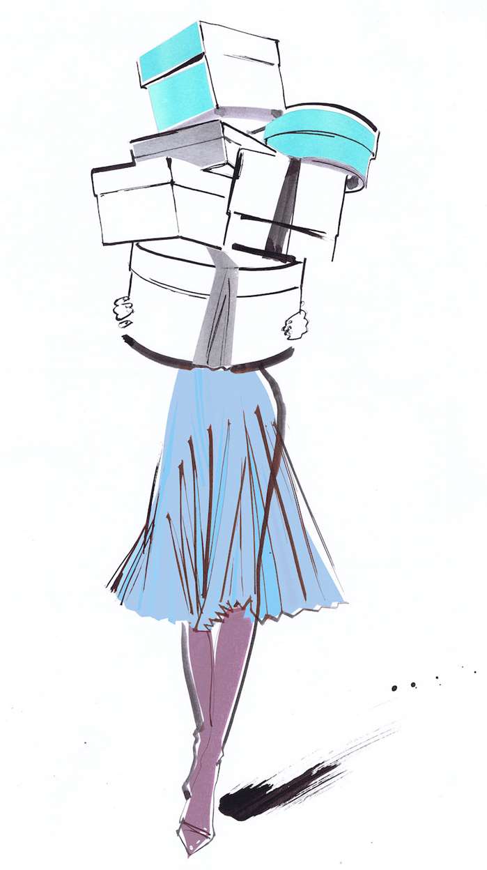 line art of Woman face covered with boxes 