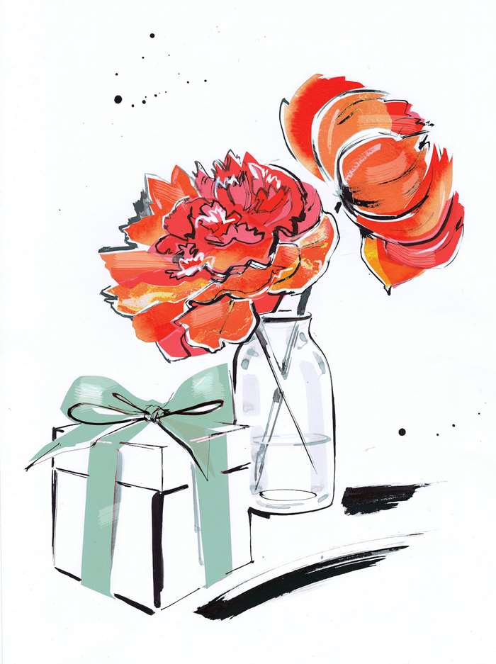 Gift box illustration by Jacqueline Bissett