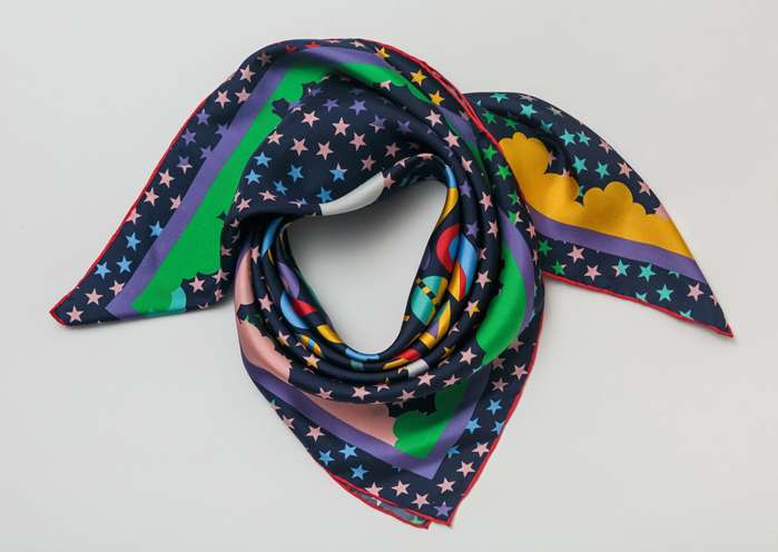 Illustrated scarf by Season of Victory Design for DESEDA 