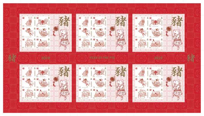 pig illustration on chinese new year card