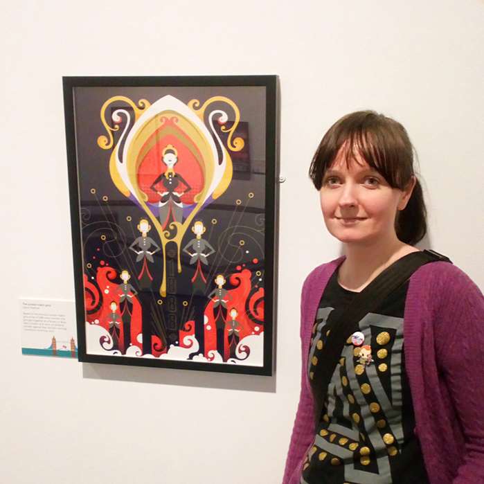 Laura Greenan with her illustration