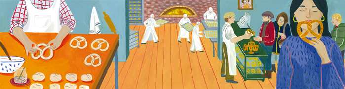 Bakery shop partition hand drawing