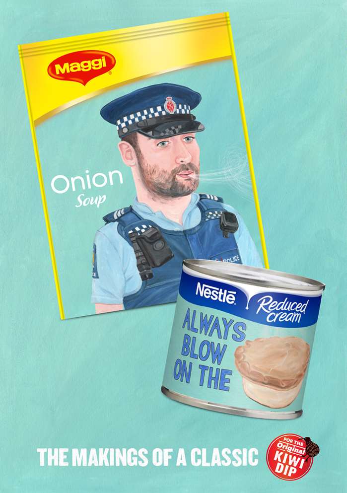Illustrated police officer on nestle package