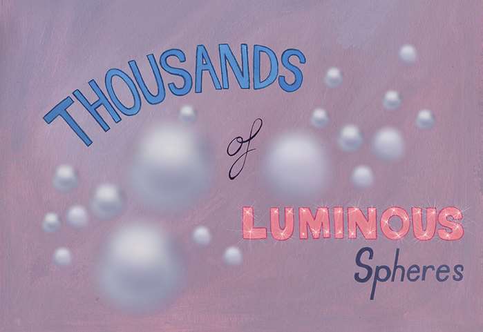 Lettering thousands of luminous sphares