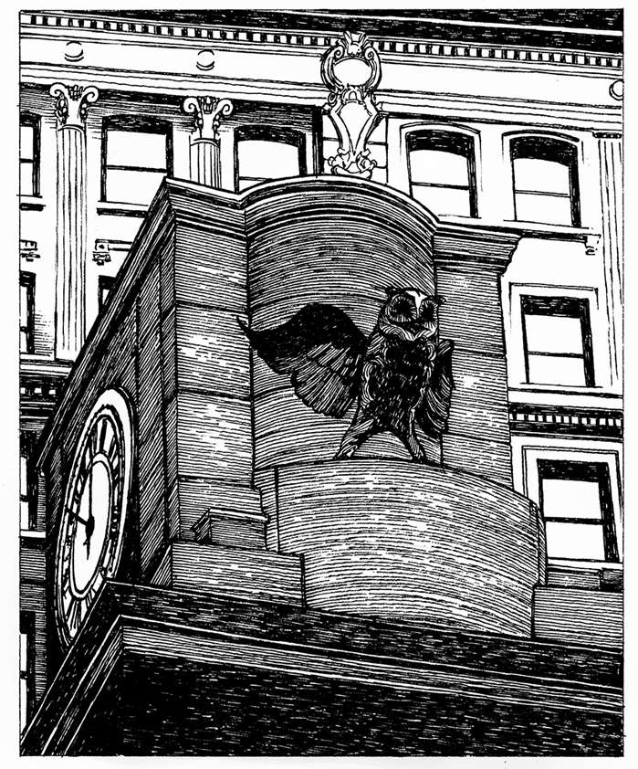 black and white building art
