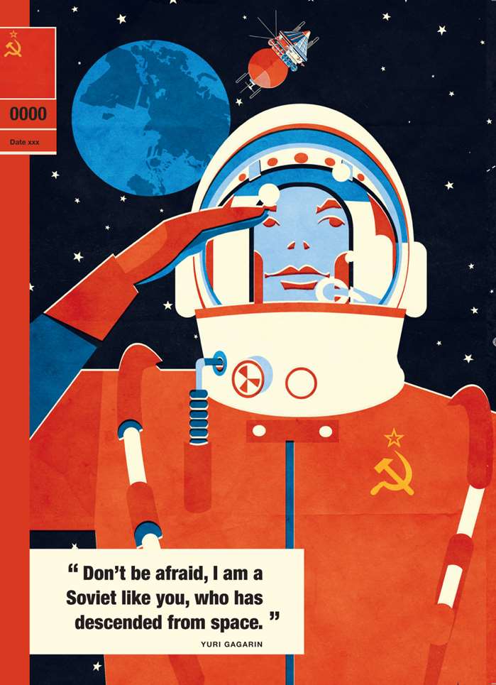 soviet astronaut in space painting