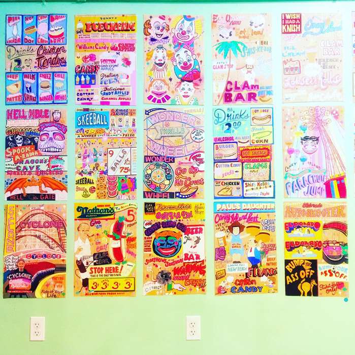 bright pop culture art at coney island exhibition