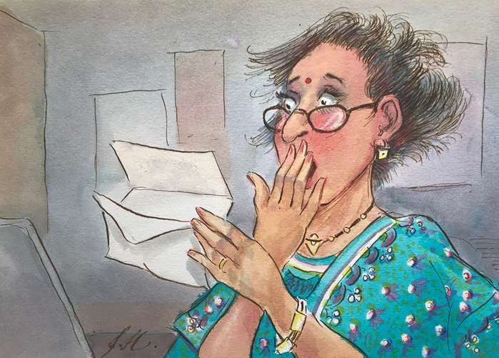 shop owner reading legal notice