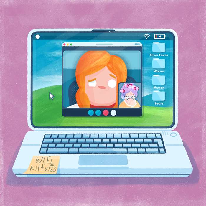 video call with granny in present age story