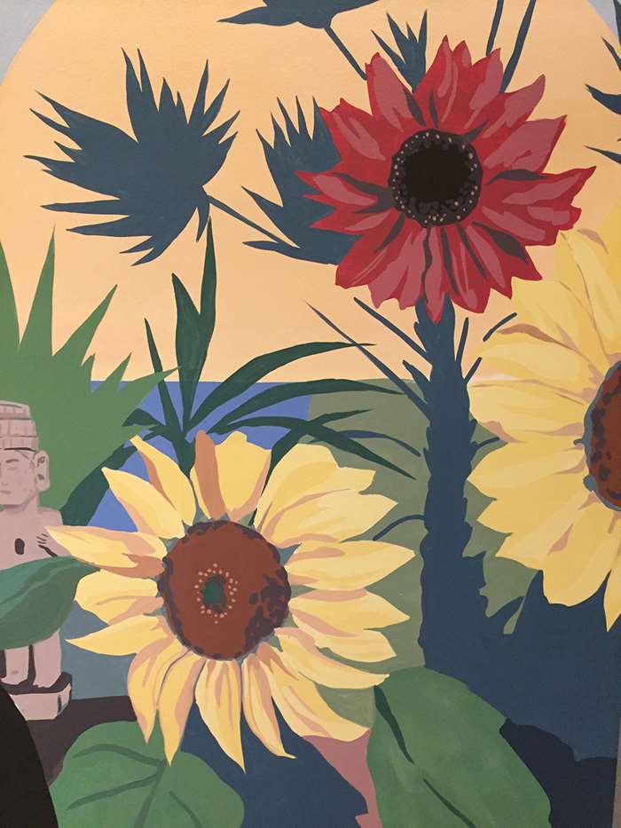 mural of sunflowers in dan studio