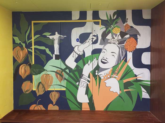 mural of carmen miranda in dan studio