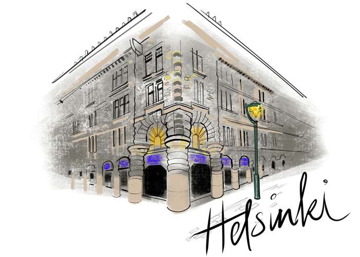 hand drawn art of hetsinki city