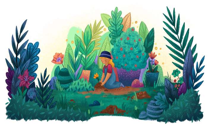 little girl planting a sapling