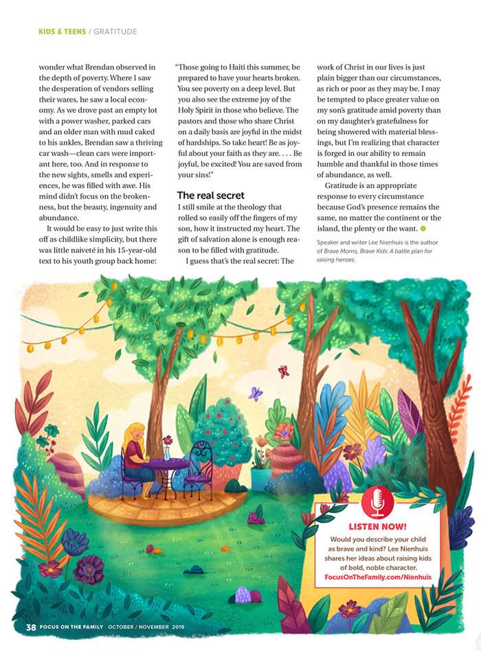 article on gratitude with little girl illustrations