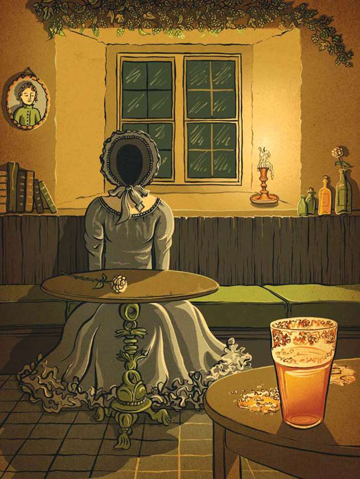 scary art of faceless lady sitting