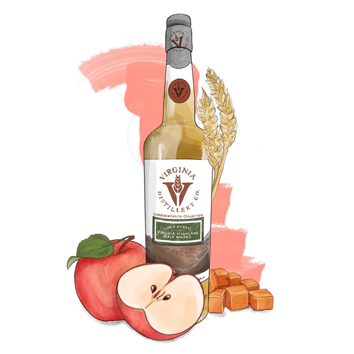 Virginia wine bottle illustration by Victoria Skovran