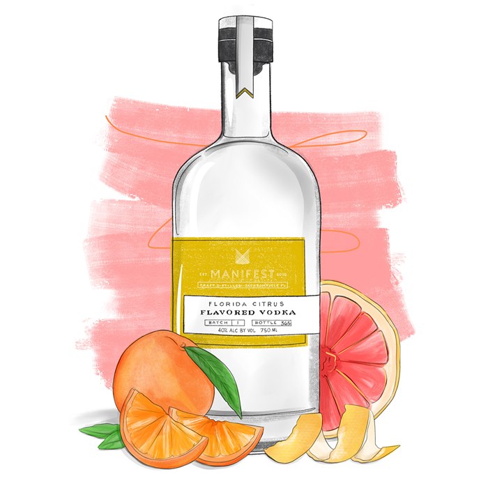 Manifest vodka bottle illustration