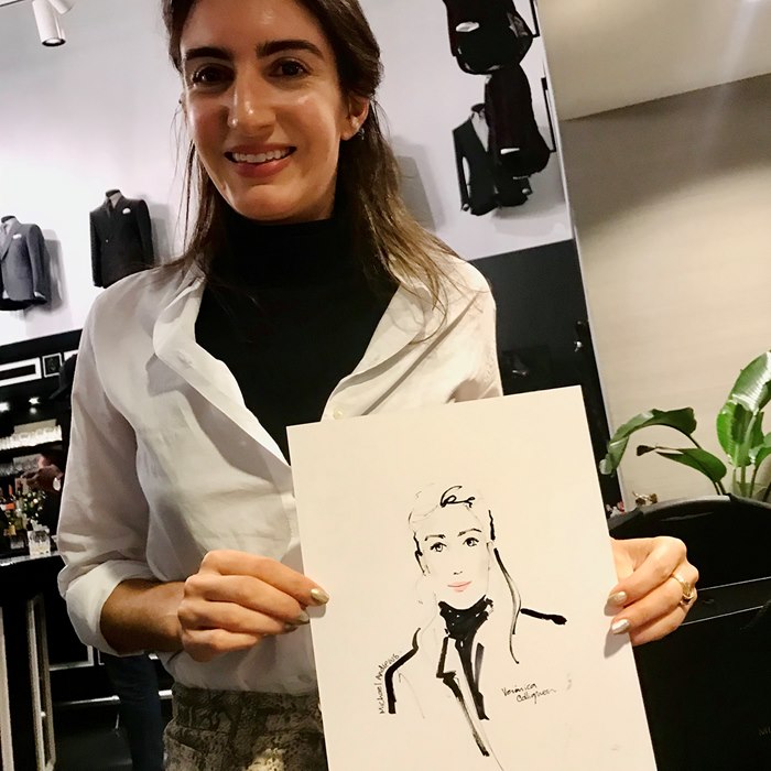 A fashion girl with her painting in live event