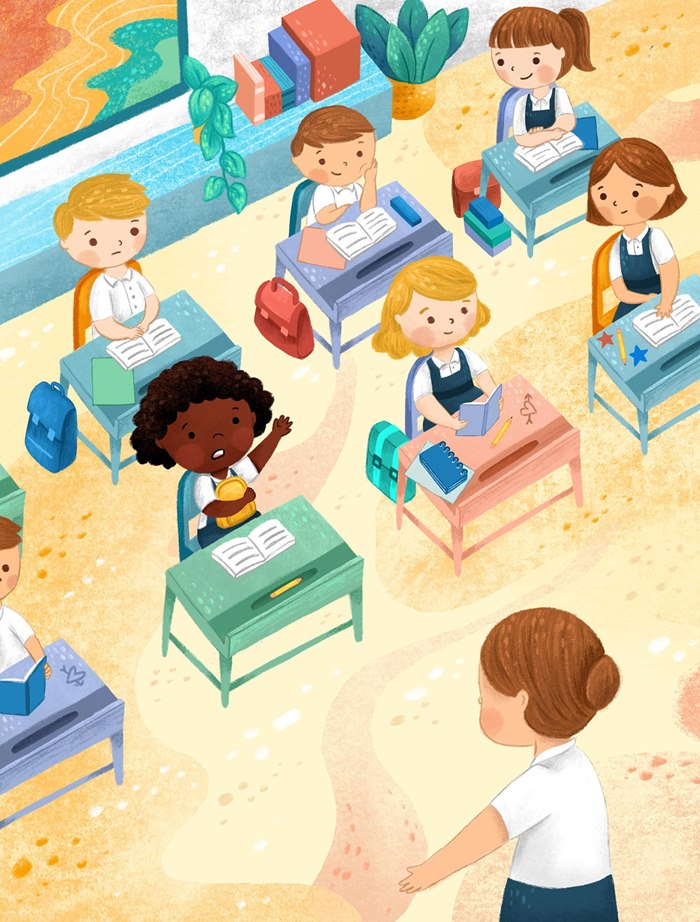 Children studying at school classroom