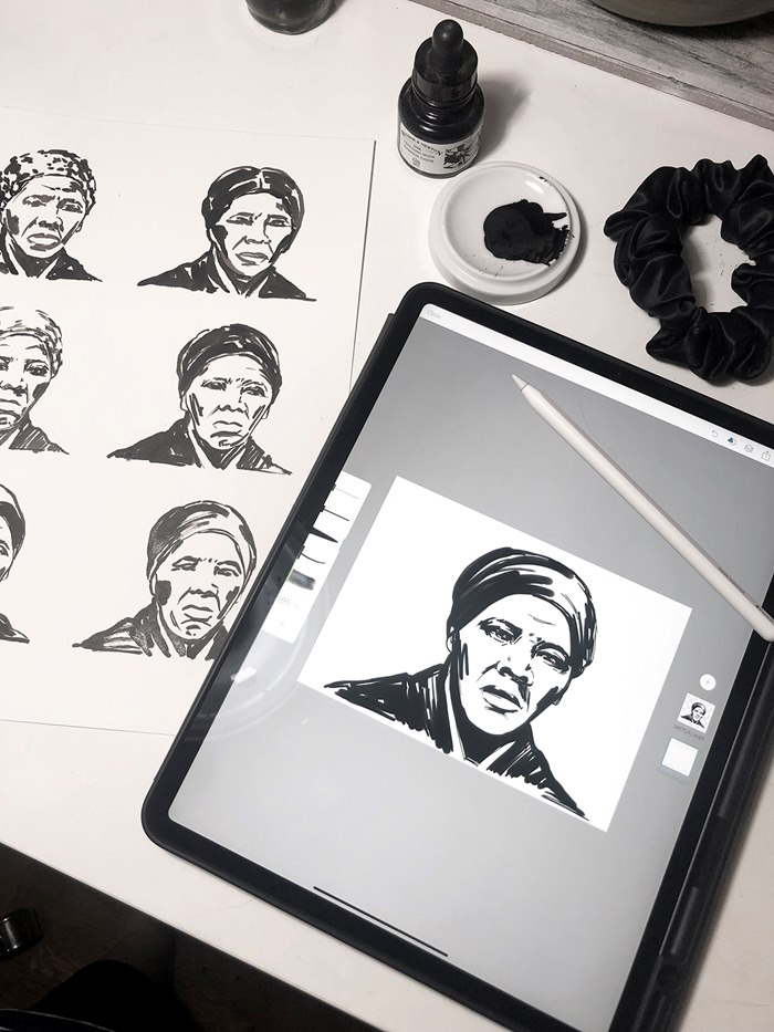 Live drawing of the Harriet Tubman stamp