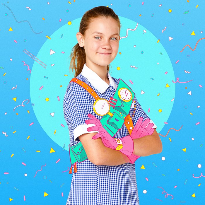 Girl in school dress photorealistic illustration 