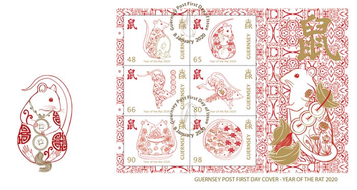 Chinese new year the Year of the Rat calender illustration