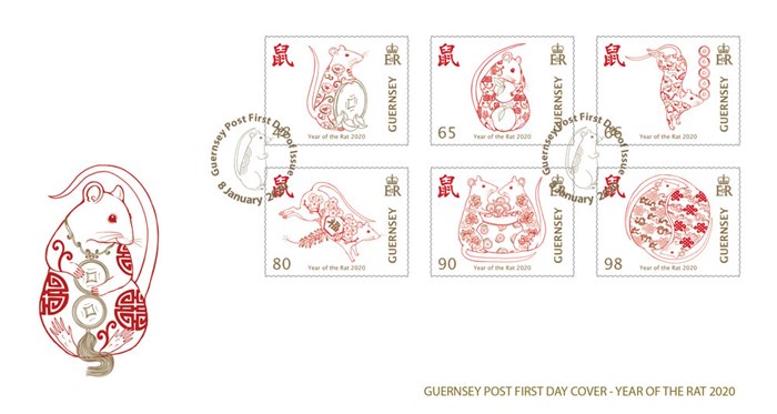 Guernsey post first day cover year of the rat 2020