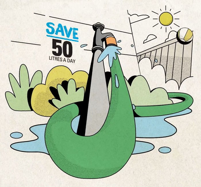 Save water editorial illustration