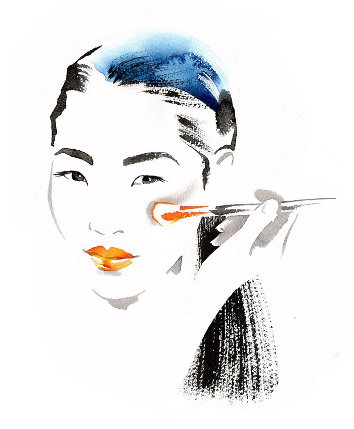 Women wearing makeup portrait art by Katharine Asher
