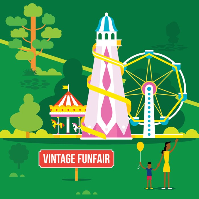 Vintage funfair illustration for BBC Countryfile LIVE